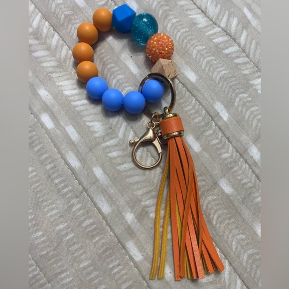 Gift set donut bracelet orange blue Mets nyc keychain pen tassel clip bead - Picture 2 of 3